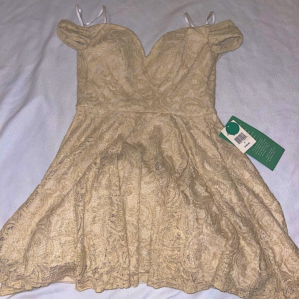 White lace + sequins homecoming dress